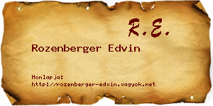 Rozenberger Edvin névjegykártya